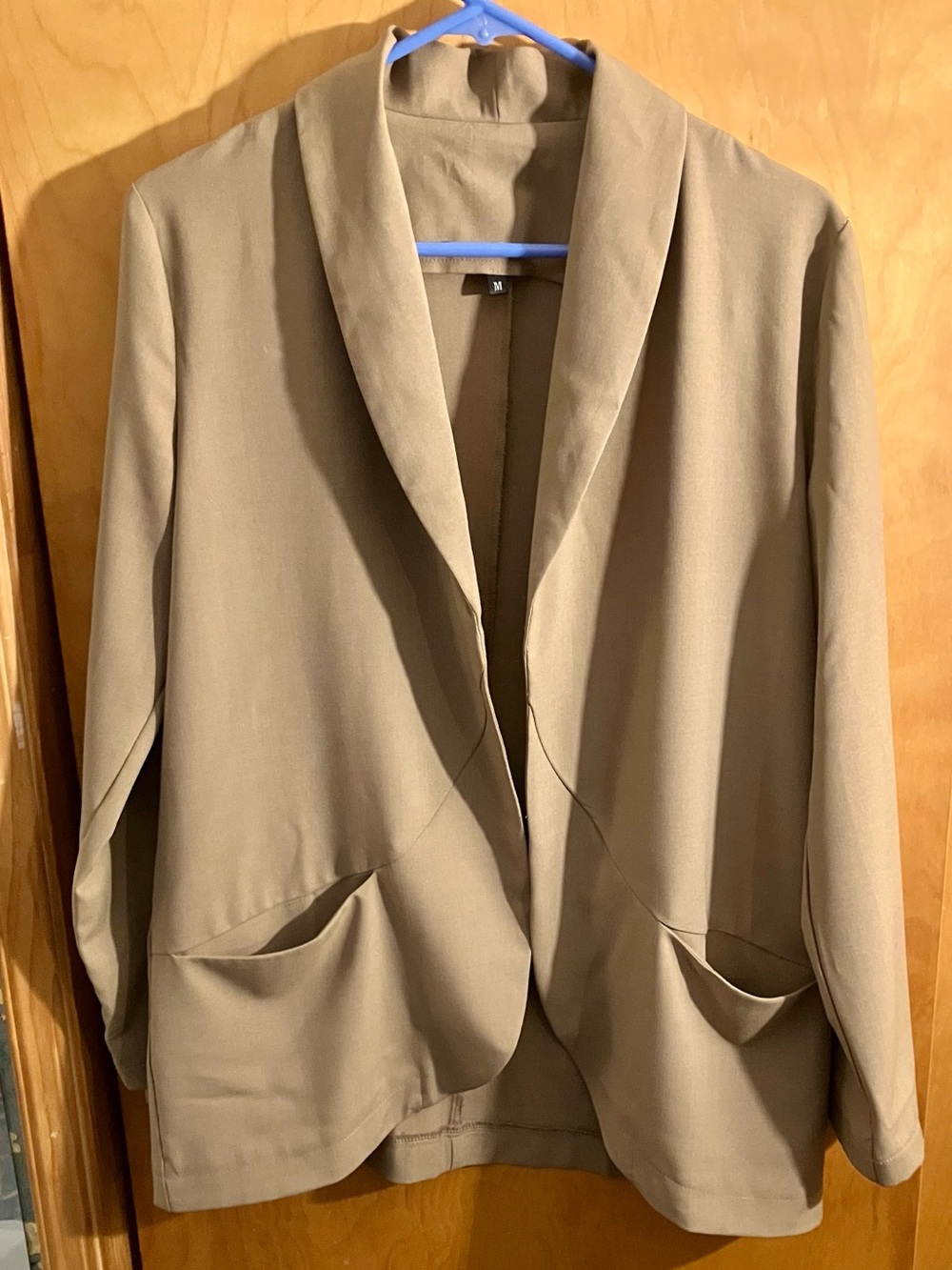 Women's Taupe Shawl-Collar Open Blazer
